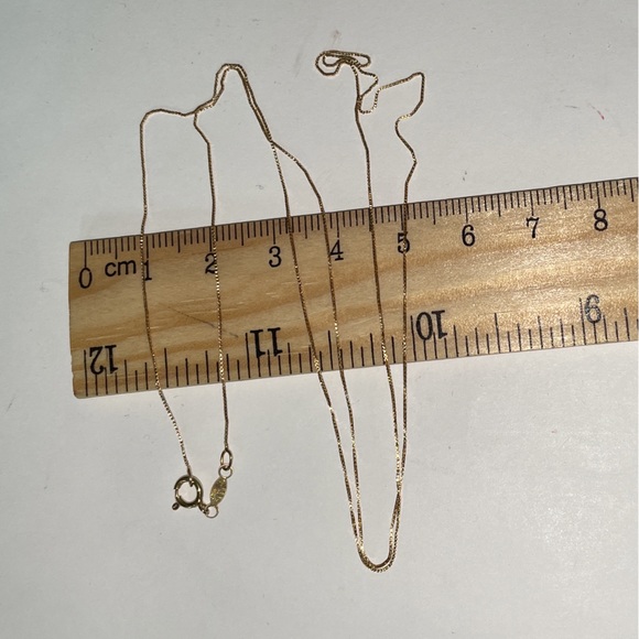 Solid 14K Yellow Gold Box Link Necklace Neck Chain - Picture 8 of 11